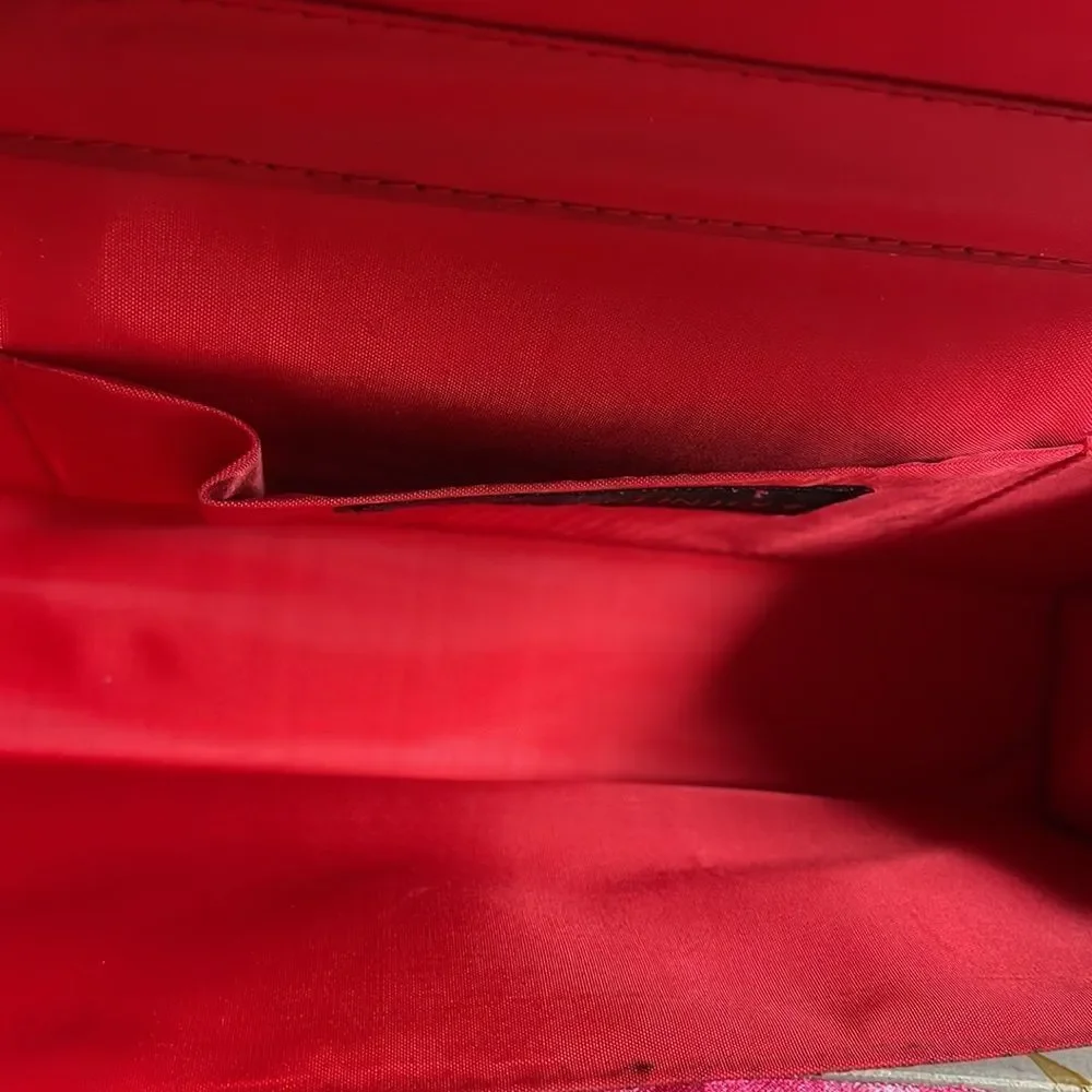 Jessica Mcclintock Satin Sequined Reddish Pink Shoulder Evening Bag Purse